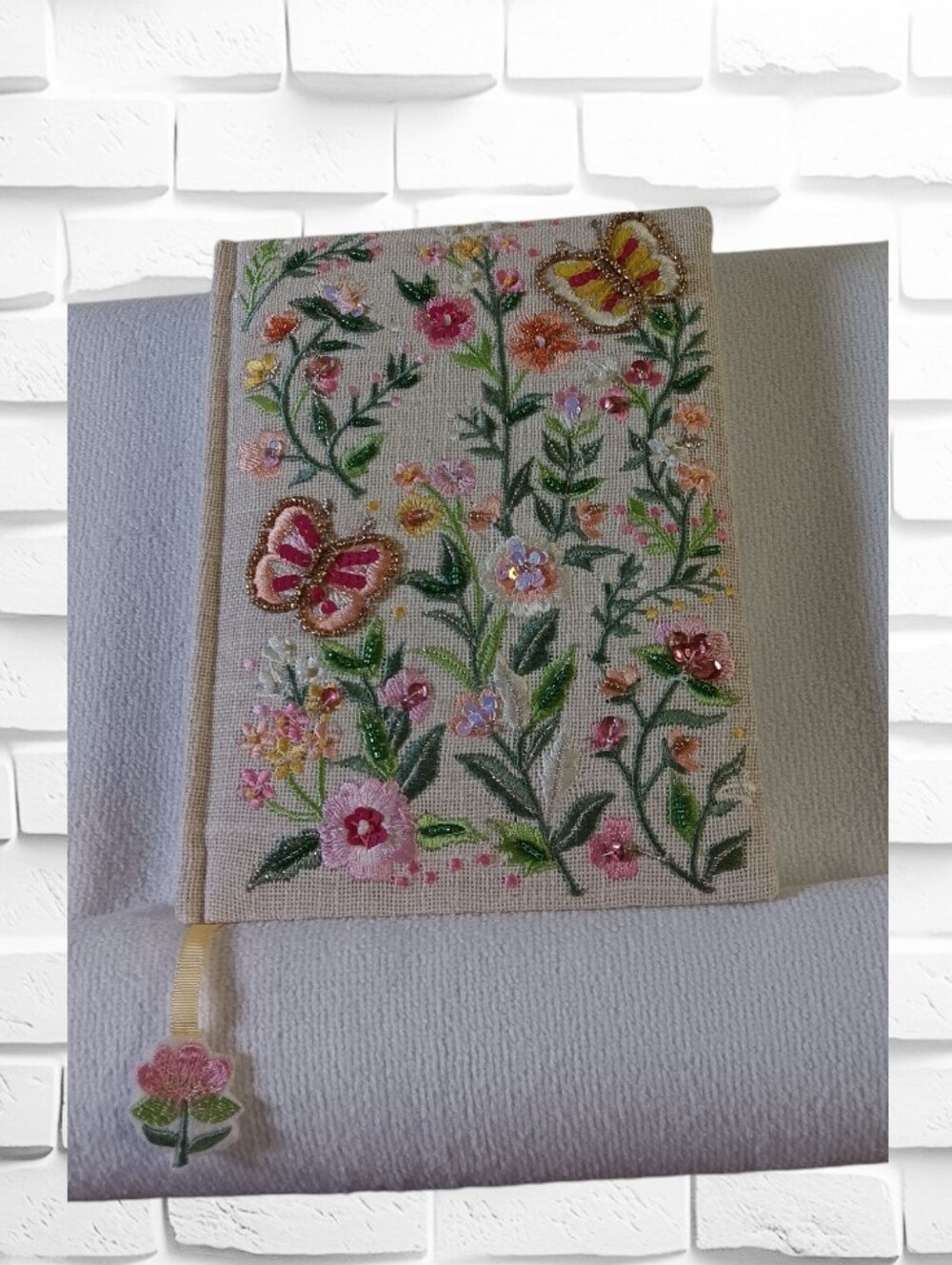 Butterfly & Flowers Fabric Cover Journal